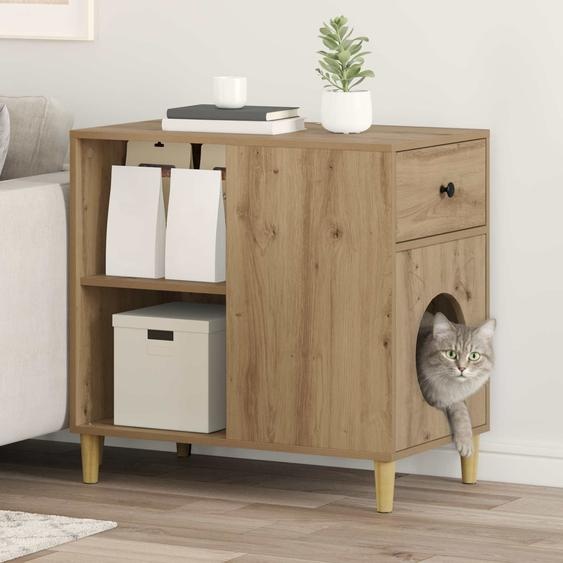 Maison pour chat Chêne artisan 72 x 42.5 x 70 cm