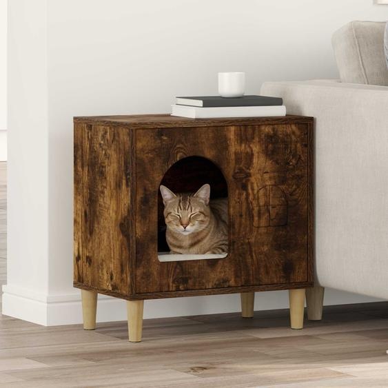 Maison pour chat Chêne fumé 51 x 30 x 52 cm Bois dingénierie