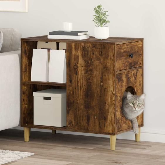 Maison pour chat Chêne fumé 72 x 42.5 x 70 cm Bois dingénierie
