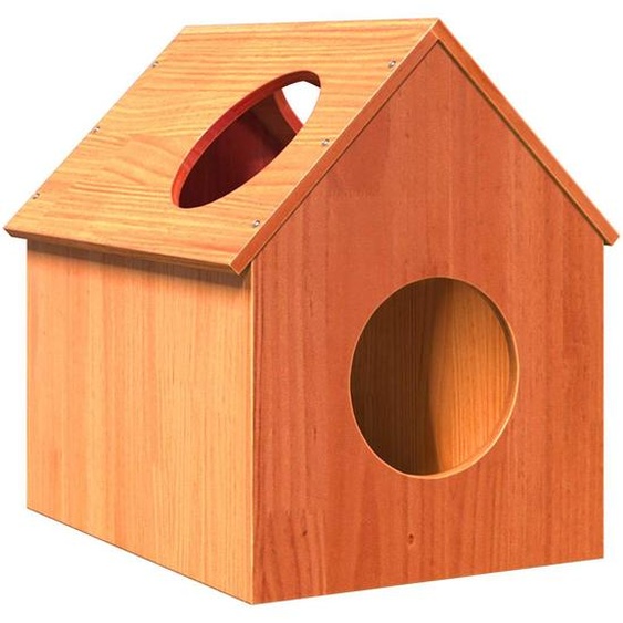 Maison pour chat cire marron 41x50x50 cm bois de pin massif