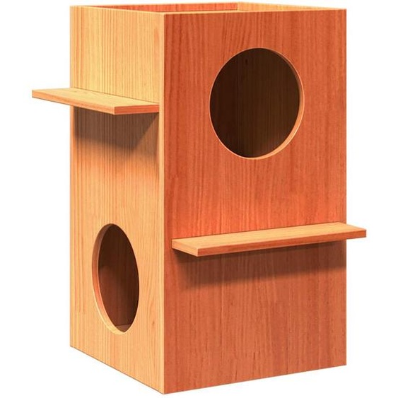 Maison pour chat cire marron 43x43x60 cm bois de pin massif