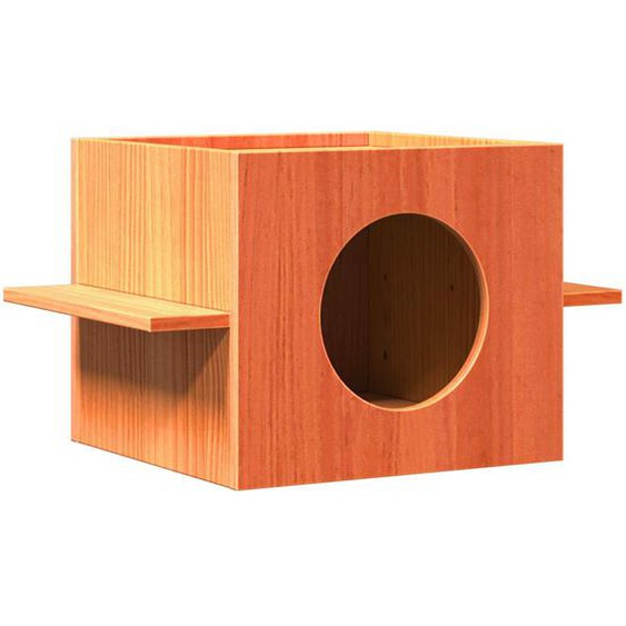 Maison pour chat cire marron 51x35x30 cm bois de pin massif