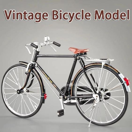 MAKEDA Jouet de vélo Vintage échelle 1:6, modèle de voiture en métal moulé sous pression, pneus en caoutchouc, corps en alliage, direction avant, haute Simulation, cadeau de Festival de vélo