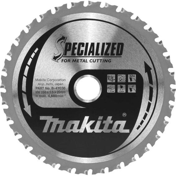 Makita B-47036 Lame de scie pour métal 150x20x32Z