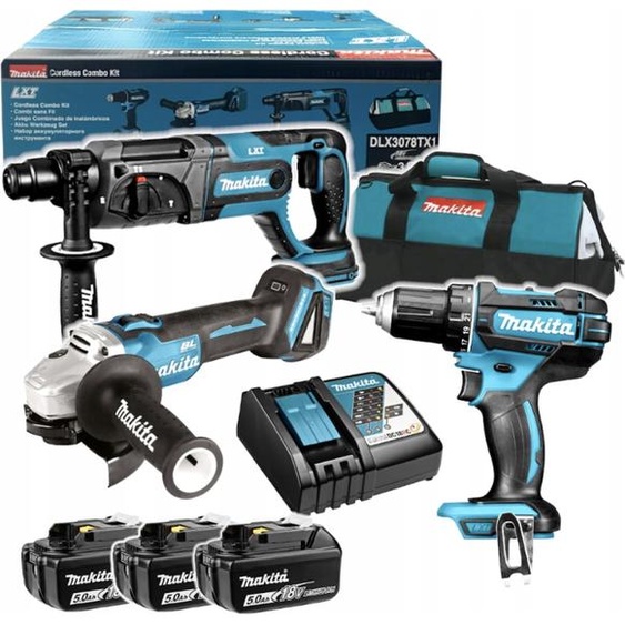 Makita COMBO DLX3078TX1 18V DGA504 + DHR241 + DDF482 Meuleuse dangle Marteau perforateur Perceuse-visseuse