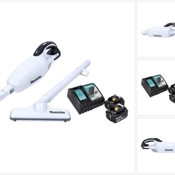 Makita DCL 181 FRGW Aspirateur sans fil 18V blanc + 2x Batteries 6,0Ah + Chargeur