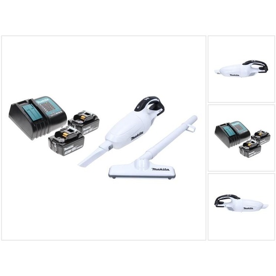 Makita DCL 181 FRT W Aspirateur sans fil 18 V blanc + 2x Batteries 5,0 Ah + Chargeur