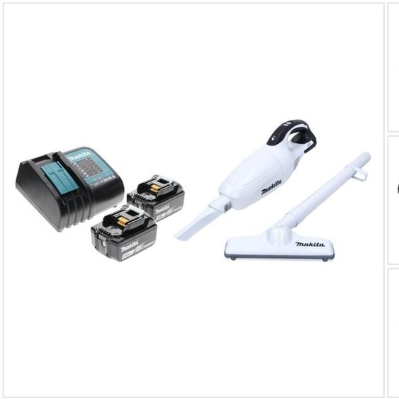 Makita DCL 181 FSF1 W Aspirateur sans fil 18 V blanc + 2x Batteries 3,0 Ah + Chargeur