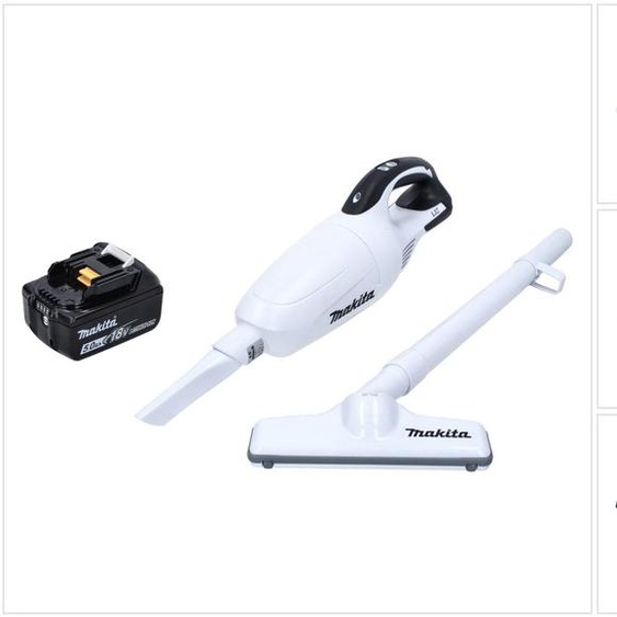 Makita DCL 181 FT1 W Aspirateur sans fil 18 V blanc + 1x Batterie 5,0 Ah - sans chargeur
