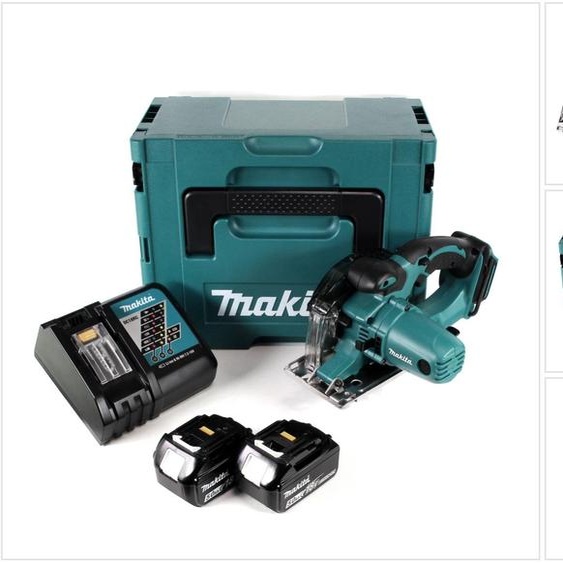 Makita DCS 552 RTJ 18 V sans fil scie circulaire portative pour métaux 136 mm en Makpac + 2x 5,0 Ah batterie et chargeur + lame de scie et lunettes de protection