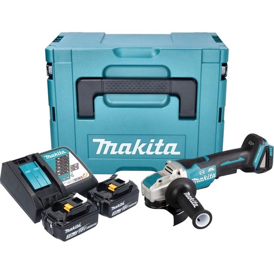 Makita DGA 520 RFJX1 Meuleuse dangle sans fil 18 V 125 mm X-LOCK Brushless + 2x batterie 3,0 Ah + chargeur + Makpac