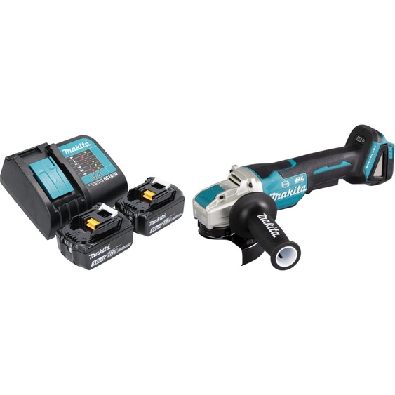 Makita DGA 520 SFX1 Meuleuse dangle sans fil 18 V 125 mm X-LOCK Brushless + 2x batterie 3,0 Ah + chargeur
