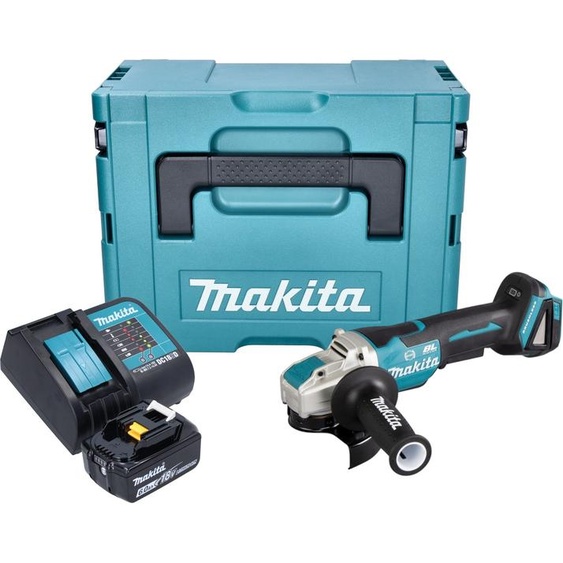 Makita DGA 520 SG1JX1 Meuleuse dangle sans fil 18 V 125 mm X-LOCK Brushless + 1x batterie 6,0 Ah + chargeur + Makpac