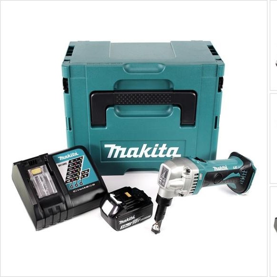 Makita DJN 161 RF1J 18 V Grignoteuse sans fil + Coffret Makpac + 1x Batterie BL 1830 3,0 Ah + Chargeur DC 18 RC