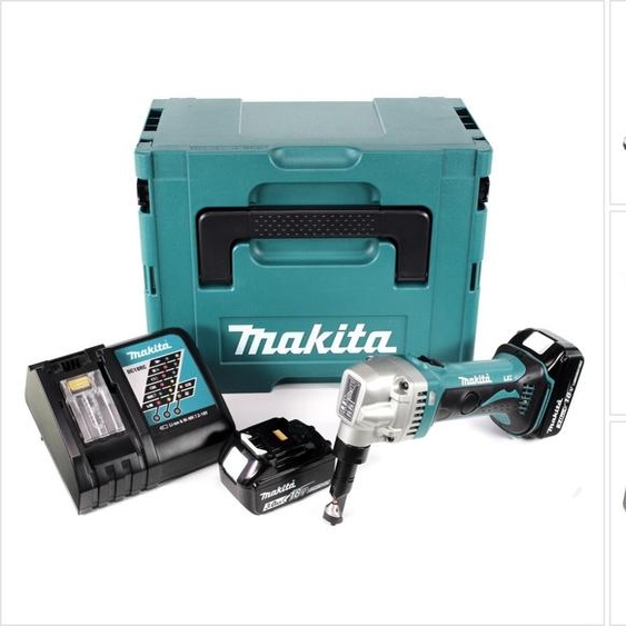 Makita DJN 161 RFJ 18 V Grignoteuse sans fil + Coffret de transport Makpac + 2x Batteries BL 1830 3,0 Ah + Chargeur DC 18 RC