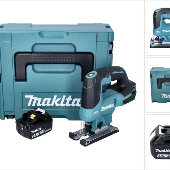 Makita DJV 184 M1J Scie sauteuse pendulaire sans fil 18 V Brushless + 1x batterie 4,0 Ah + Makpac - sans kit chargeur