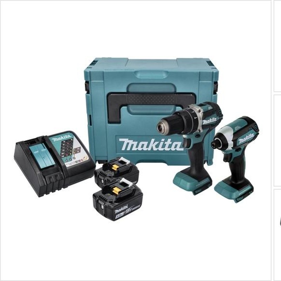 Makita DLX 2180 TJ Kit combiné perceuse-visseuse à percussion sans fil DHP 484 + DTD 153 + 2x batterie 5,0 Ah + chargeur + Makpac