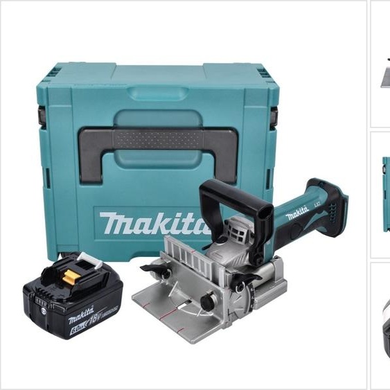 Makita DPJ 180 G1J 18 V Machine à rainurer sans fil 18 V 100 mm + 1x Batterie 6,0 Ah + Makpac - sans chargeur