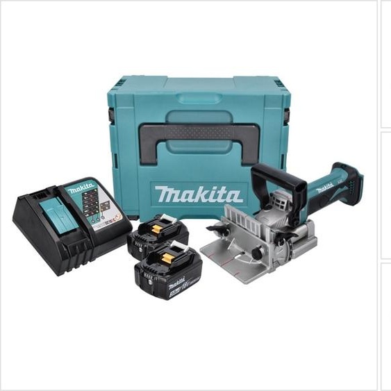 Makita DPJ 180 RFJ Machine à rainurer sans fil 18 V 100 mm + 2x Batteries 3,0 Ah + Chargeur + Makpac