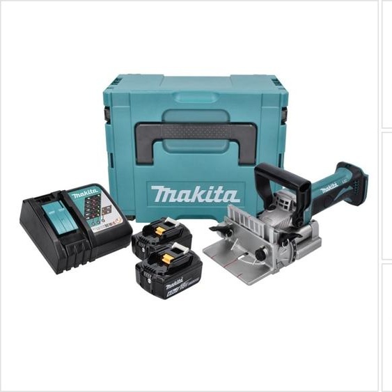 Makita DPJ 180 RGJ Machine à rainurer sans fil 18 V 100 mm + 2x Batteries 6,0 Ah + Chargeur + Makpac
