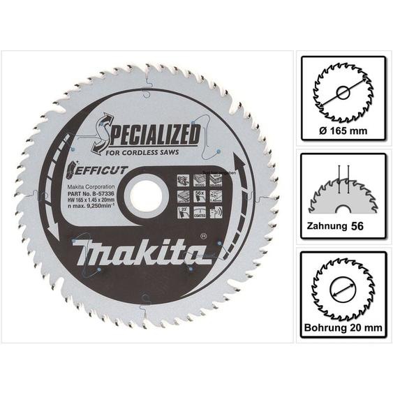 Makita - efficut Lame de scie circulaire pour bois 165 x 20 x 1,45 mm 56 dents ( B-57336 )