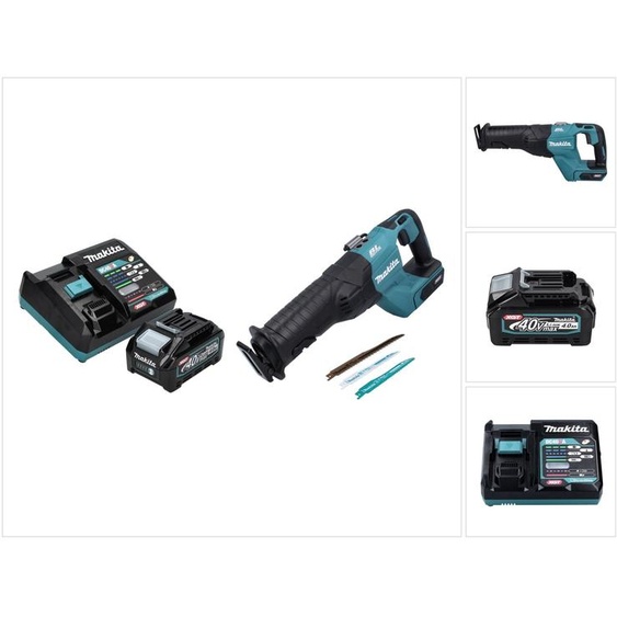 Makita JR 001 GM1 40 V max. Scie recipro sans fil + 1x Batterie 4.0 Ah + Lames de scie + Chargeur - sans coffret