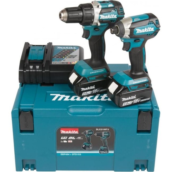 MAKITA Kit DLX2189TJ (DDF484 + DTD153 + 2 x 5.0 Ah + DC18RC + MAKPAC 3)