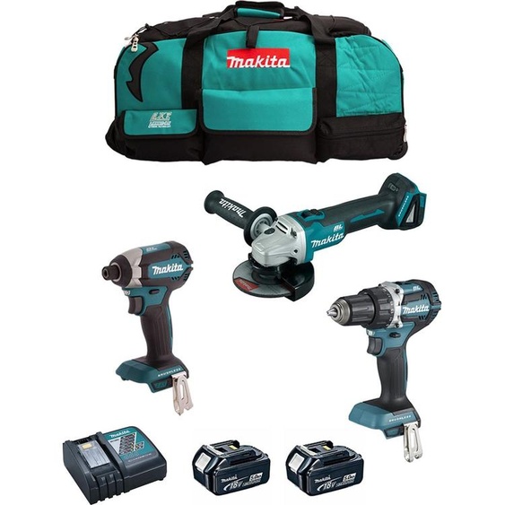 MAKITA Kit DLX3125TX1 (DDF484 + DTD153 + DGA506 + 2 x 5.0 Ah + DC18RC + Tasche)