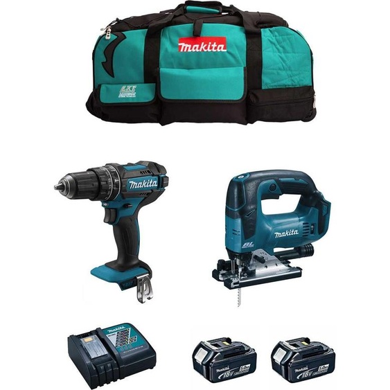 MAKITA Kit MK202 (DHP482 + DJV182 + 2 x 5.0 Ah + DC18RC + LXT600)