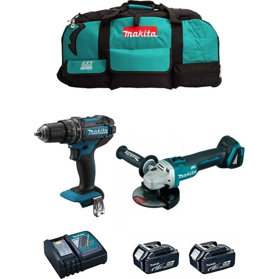 MAKITA Kit MK205 (DHP482 + DGA504 + 2 x 5.0 Ah + DC18RC + LXT600)
