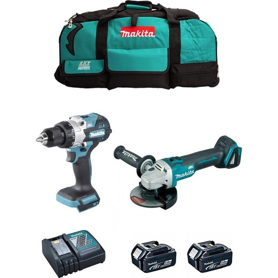 MAKITA Kit MK217 (DHP486 + DGA504 + 2 x 5.0 Ah + DC18RC + LXT600)