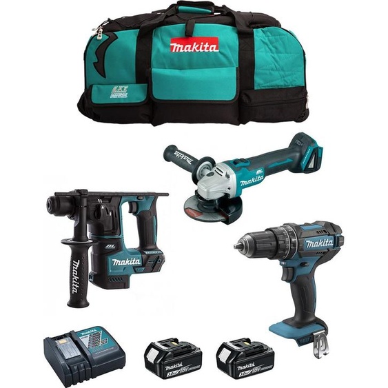 MAKITA Kit MK305 (DHP482 + DHR171 + DGA504 + 2 x 3.0 Ah + DC18RC + LXT600)
