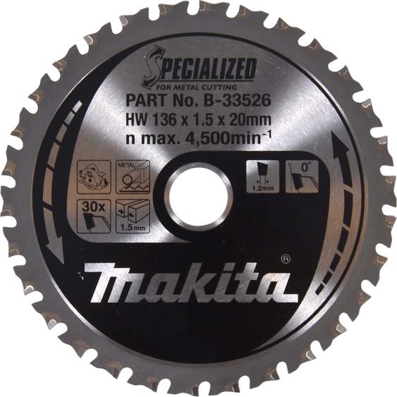 Makita Lame de scie circulaire HM, spéciale, TCT TCT - 136 mm x 20 mm - 30 dents - Métal