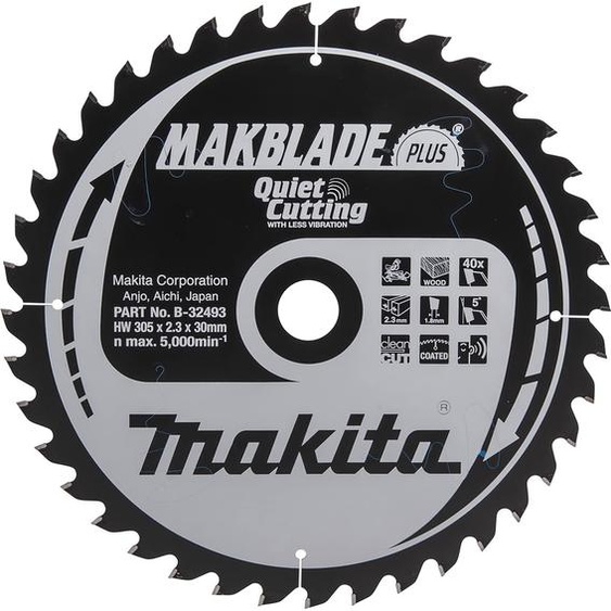 Makita Lame de scie, MAKBLADE PLUS 305 x 30 mm - 40 dents - Bois
