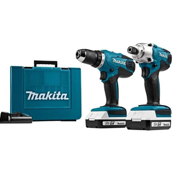 Makita - Perceuse sans fil 18V DF4880 + clé à chocs 18V TD127D avec 2 batteries 18V 1.5 Ah + chargeur + 30 embouts - DK18A35X1