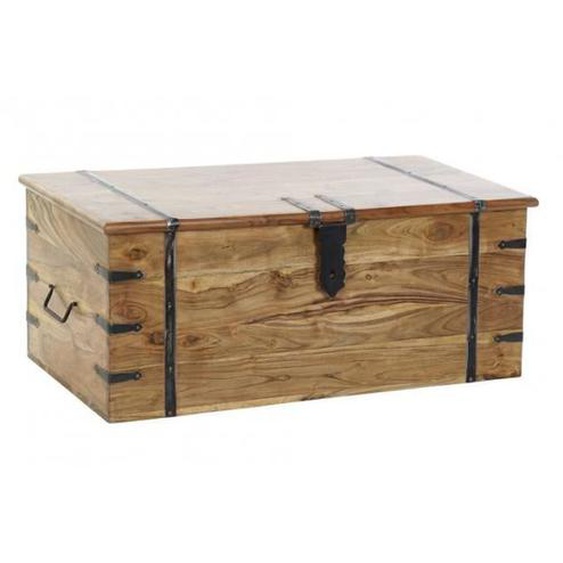 Malle de rangement - WADIGA - Acacia - Bois massif - Métal noir - Style industriel