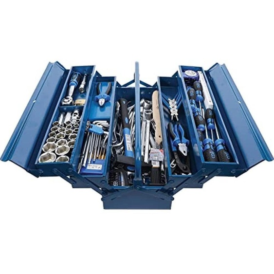 Mallette à outils, 137 pièces, métal, 530 x 200 x 200 mm, bleue