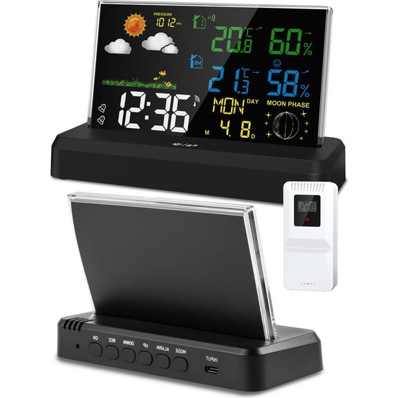 MalTec Station météo Thermomètre sans fil Baromètre Daily2000M Phases de lune Connexion USB