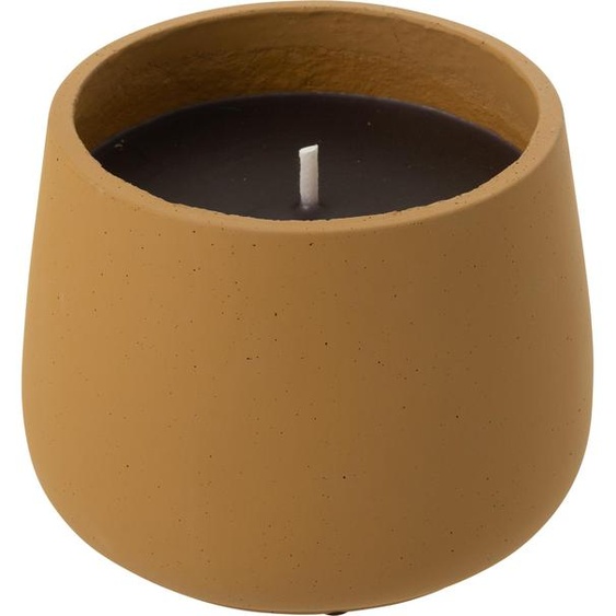 Manahee Design | Bougie dextérieur Cyra en ciment jaune | 20,5 x 20,5 x 16 cm