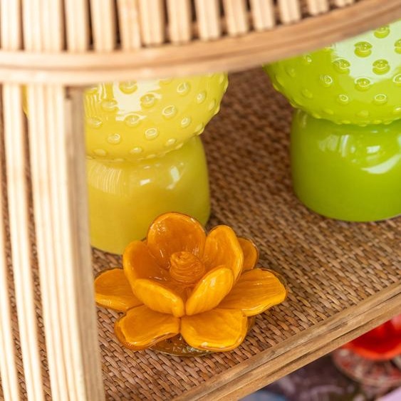 Manahee Design | Bouquet de fleurs en verre rouge/jaune/orange, assortiment de 3 | Verre | 7 cm x 12 cm x 12 cm