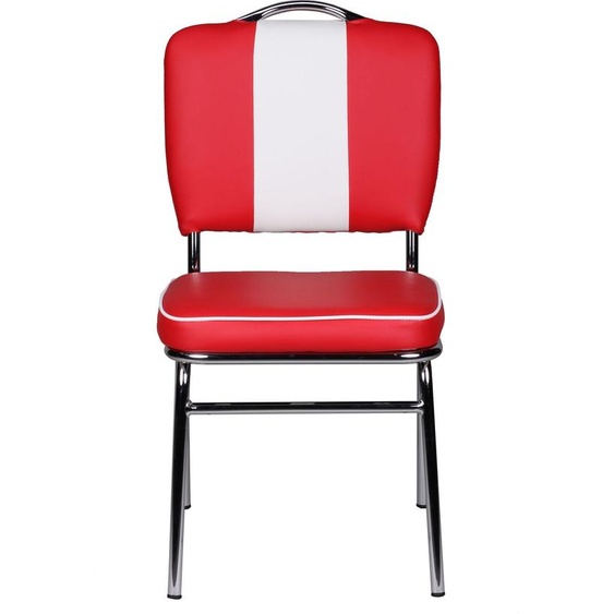 Manahee Design | Chaise de salle à manger American Diner Rétro 50s | Rouge et Blanc | 90x47x45 cm