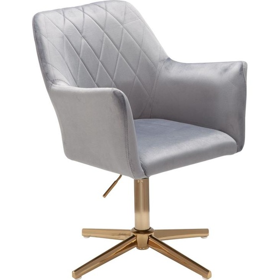 Manahee Design | Fauteuil de bureau velours gris avec accoudoirs | Métal doré | Hauteur réglable 80-97 cm