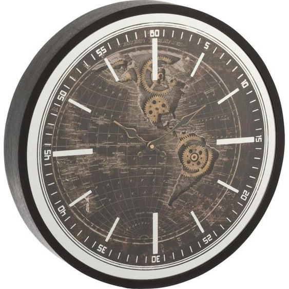 Manahee Design | Horloge Carte du Monde MDF Noir | 48x48x8 cm | Bois