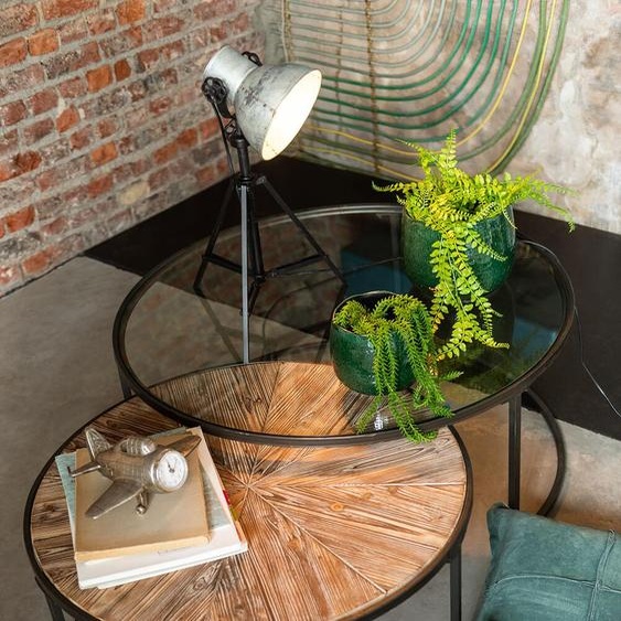 Manahee Design | Set De 2 Tables Basses Rondes Métal Noir | Noir | 91x91x41 cm