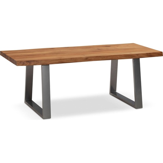 Manahee Design | Table basse en bois massif dacacia clair | Plateau 120x60 cm | Pieds métal chromé