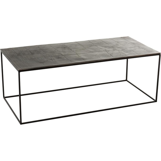 Manahee Design | Table basse rectangulaire aluminium/acier inox noir/vert antique | Dimensions : 41 x 110 x 49 cm