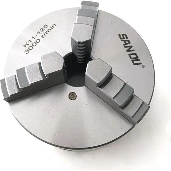 Mandrin à serrage automatique - 3 mors - 125 mm - Manuel - Argent