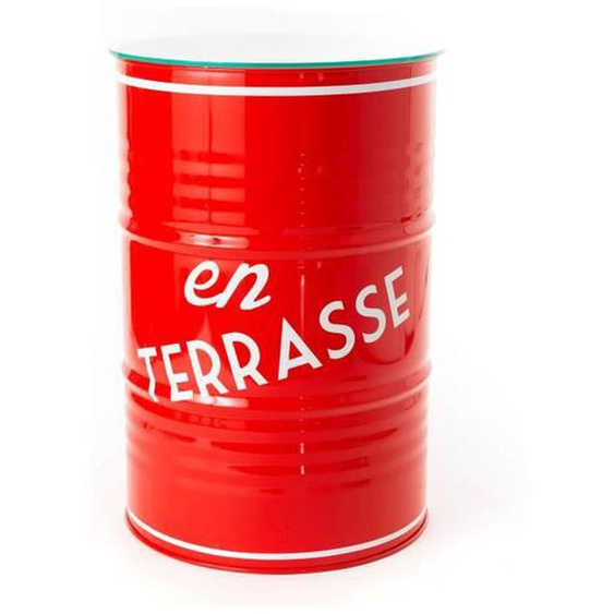 Mange-debout tonneau en verre et polyrésine rouge - TONNO