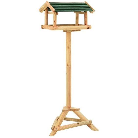 Mangeoire à oiseaux et support 37x28x100cm Bois de sapin massif