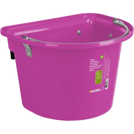 Mangeoire de compétition Kerbl avec étrier de suspension et poignée de transport rose